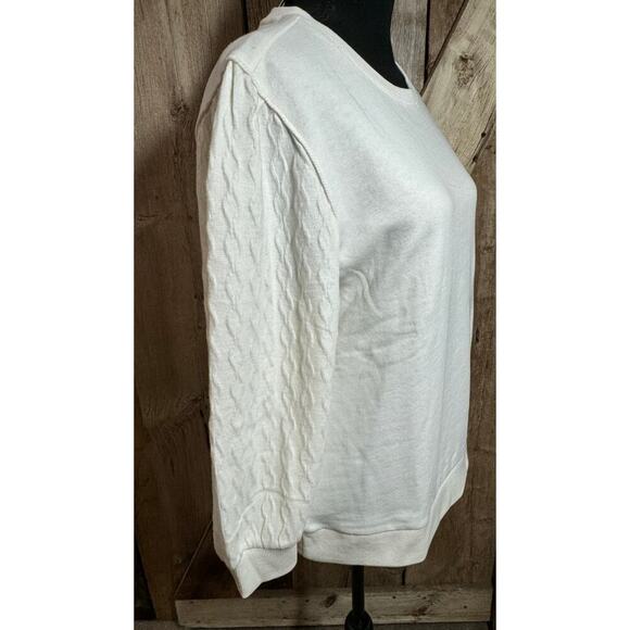 NWT Nautica Women's L Ivory / Bone Knit Sweater Casual Pullover Long Sleeve - Picture 3 of 9